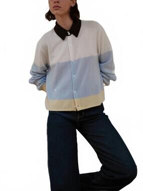 NEW CISSA rugby cardigan sweater in retro stripe